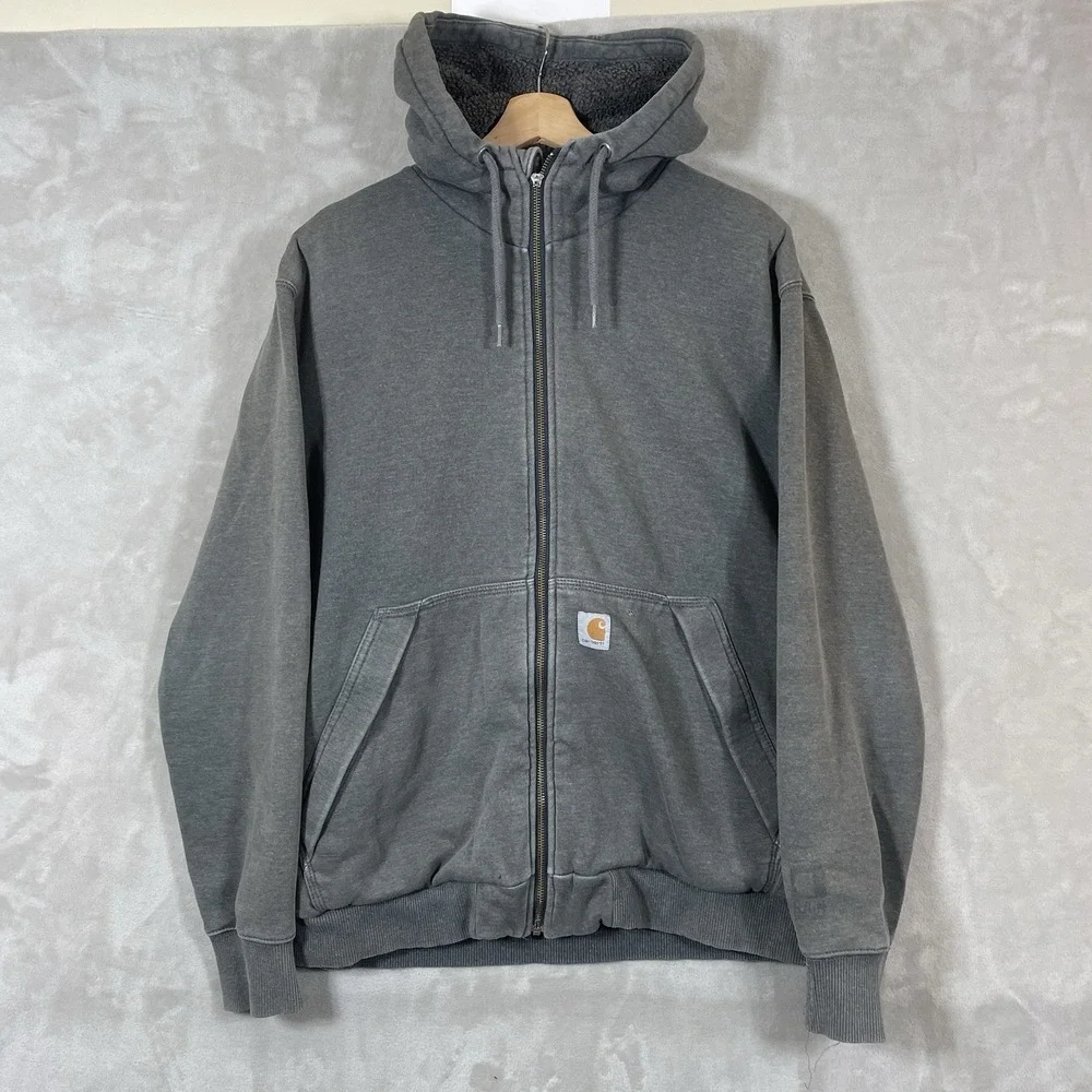 Carhartt Sherpa Lined Hoodie Mens Large Rain Defender Full Zip Jacket 103308